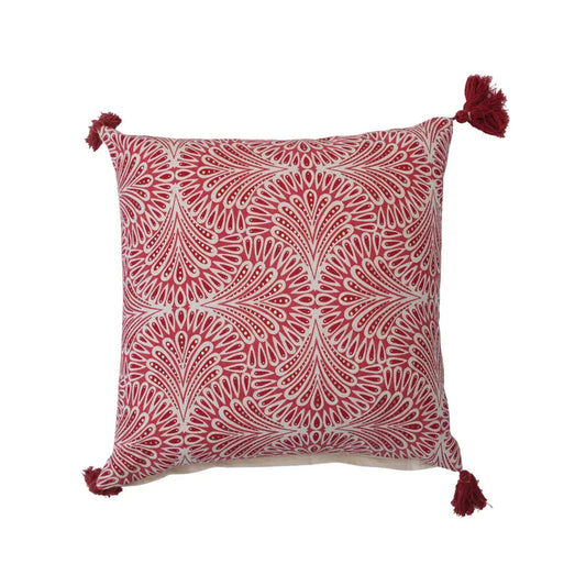 Printed Pillow with Tassels