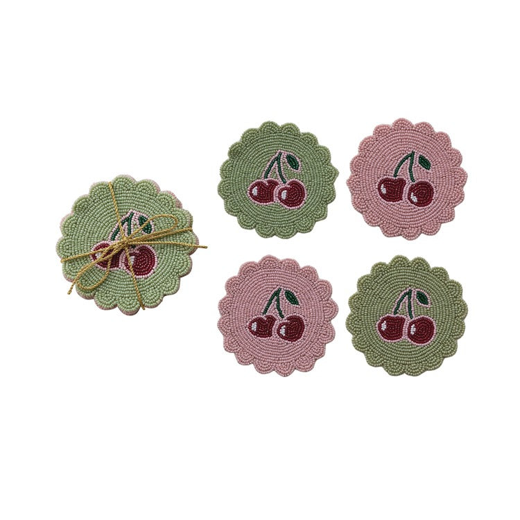 Handmade Glass Beaded Cotton Coasters