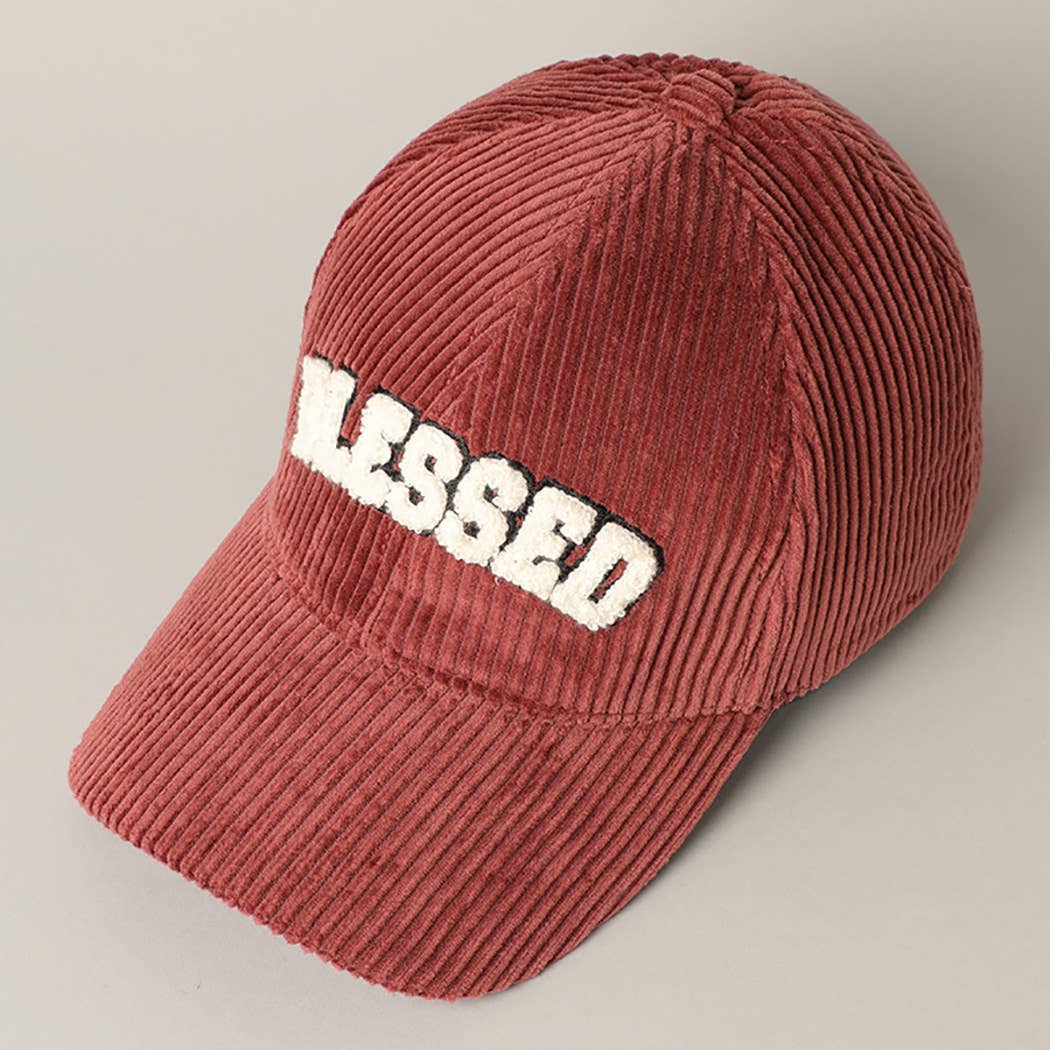 BLESSED Embroidered Corduroy Baseball Cap