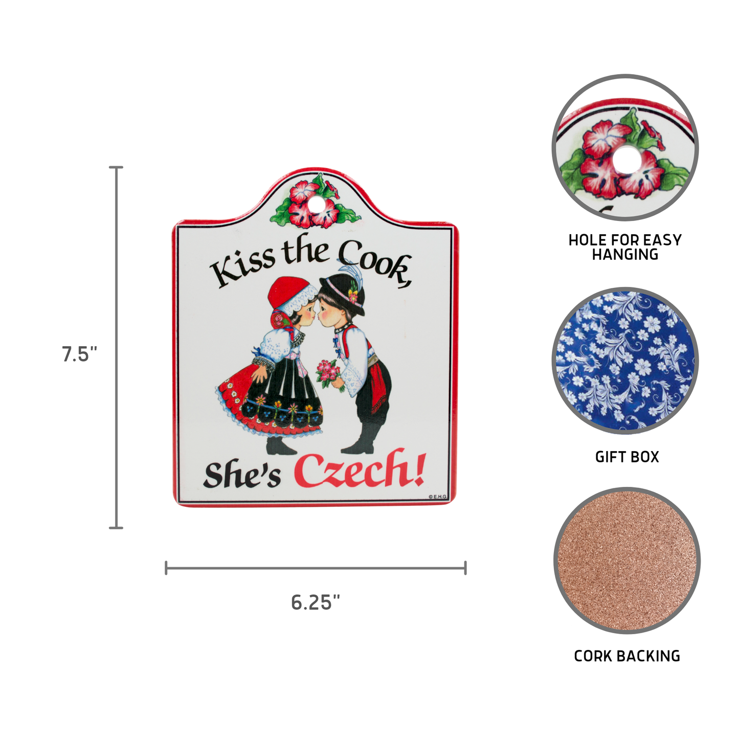 Ceramic Cheeseboard With Cork Backing: Czech