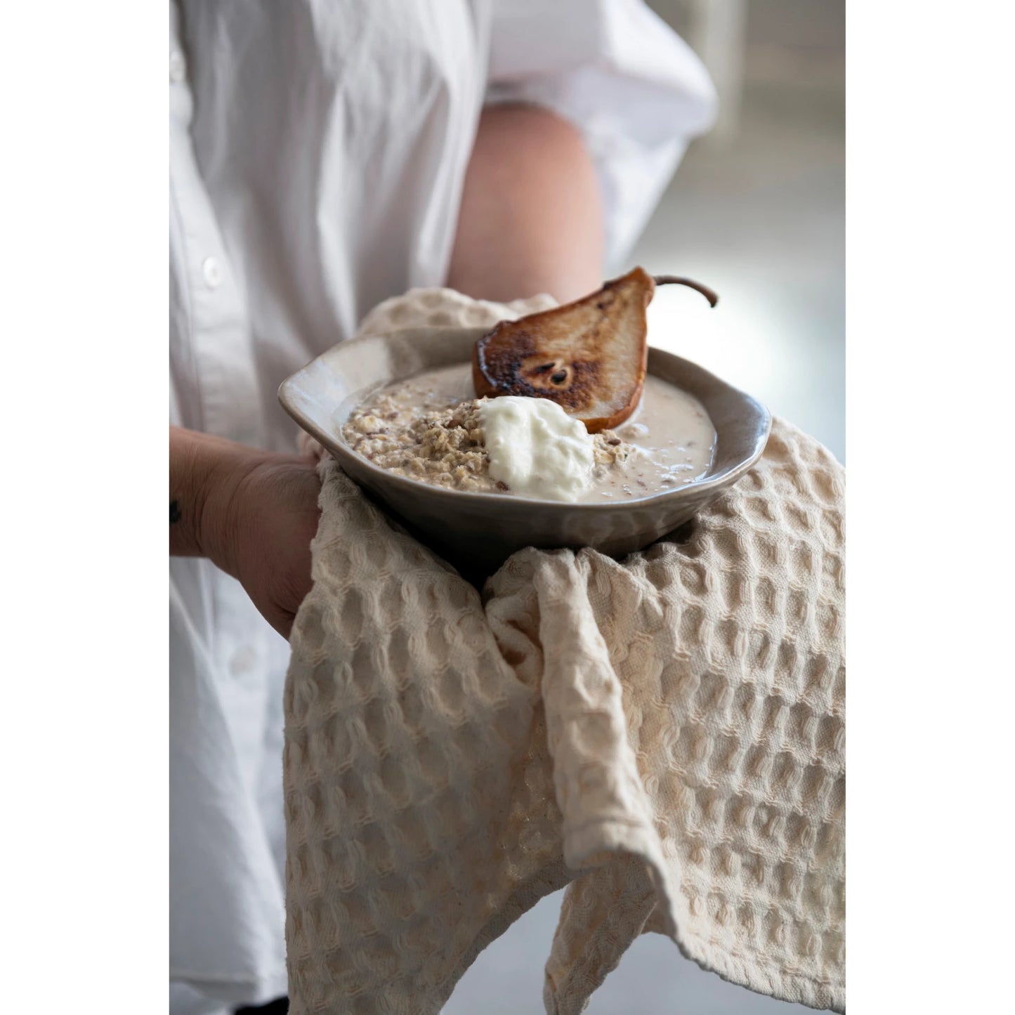 Set of 3 Stonewashed Cotton Waffle Weave Dish Cloths