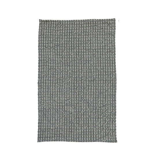 Stonewashed Cotton Waffle Weave Tea Towel, Blue