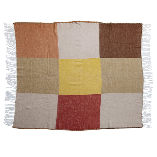 Printed Throw w/ Block Pattern