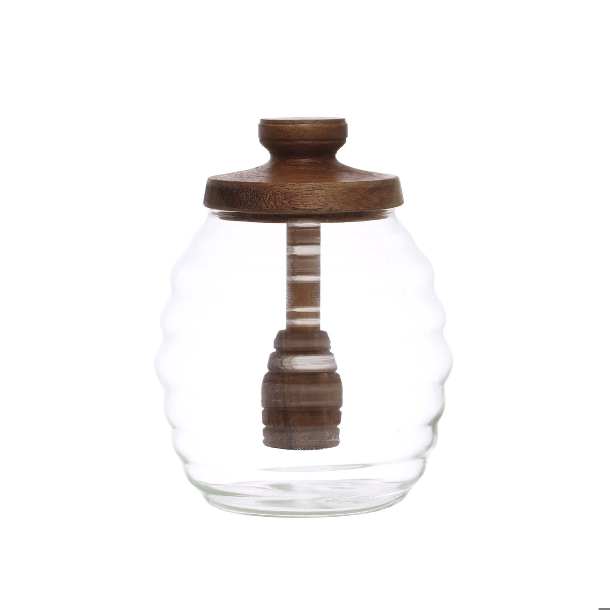 14 oz. Glass Honey Jar & Attached Honey Dipper