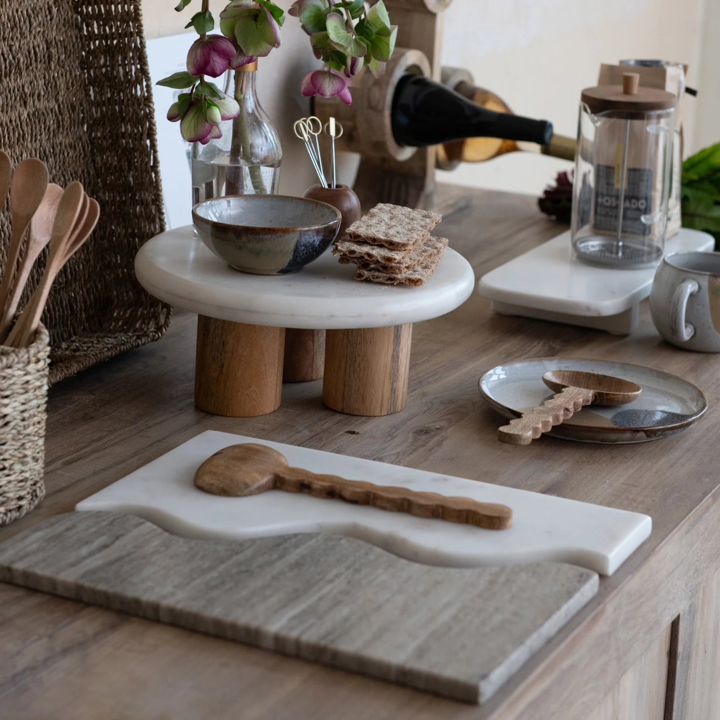 Marble Wave Fitted Cheese/Cutting Boards, Set of 2