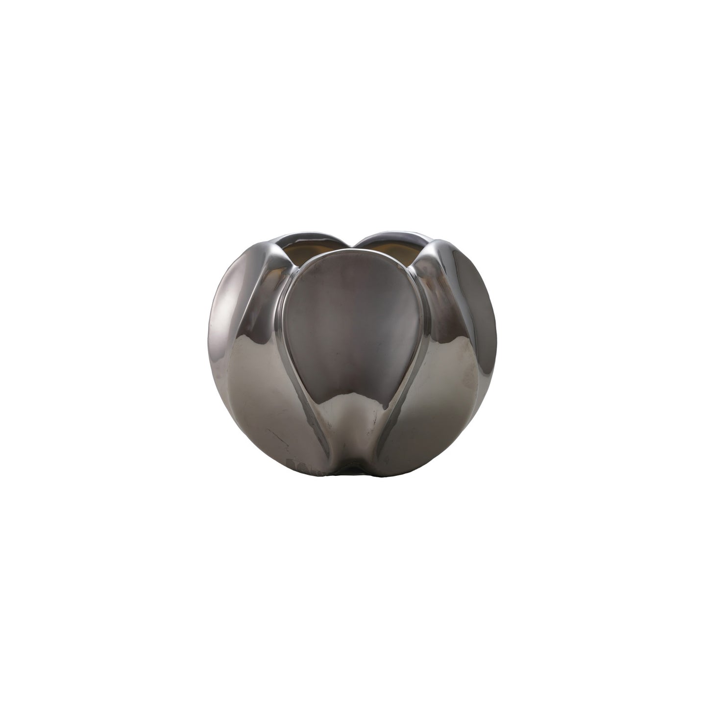 Stoneware Sculpted Planter, Chrome Finish (Holds 3" Pot)