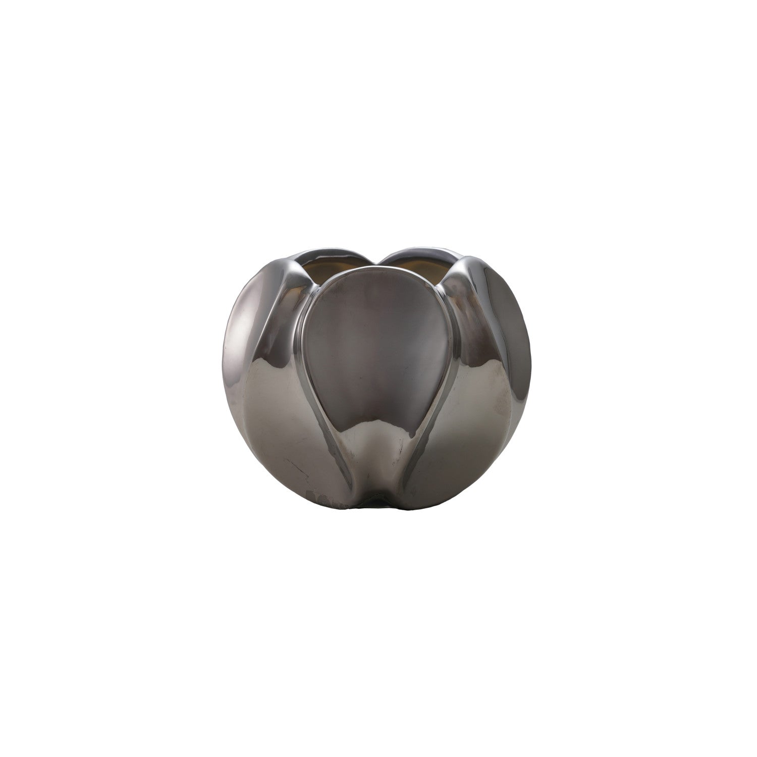 Stoneware Sculpted Planter, Chrome Finish (Holds 3" Pot)