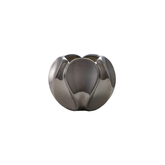 Stoneware Sculpted Planter, Chrome Finish (Holds 3" Pot)
