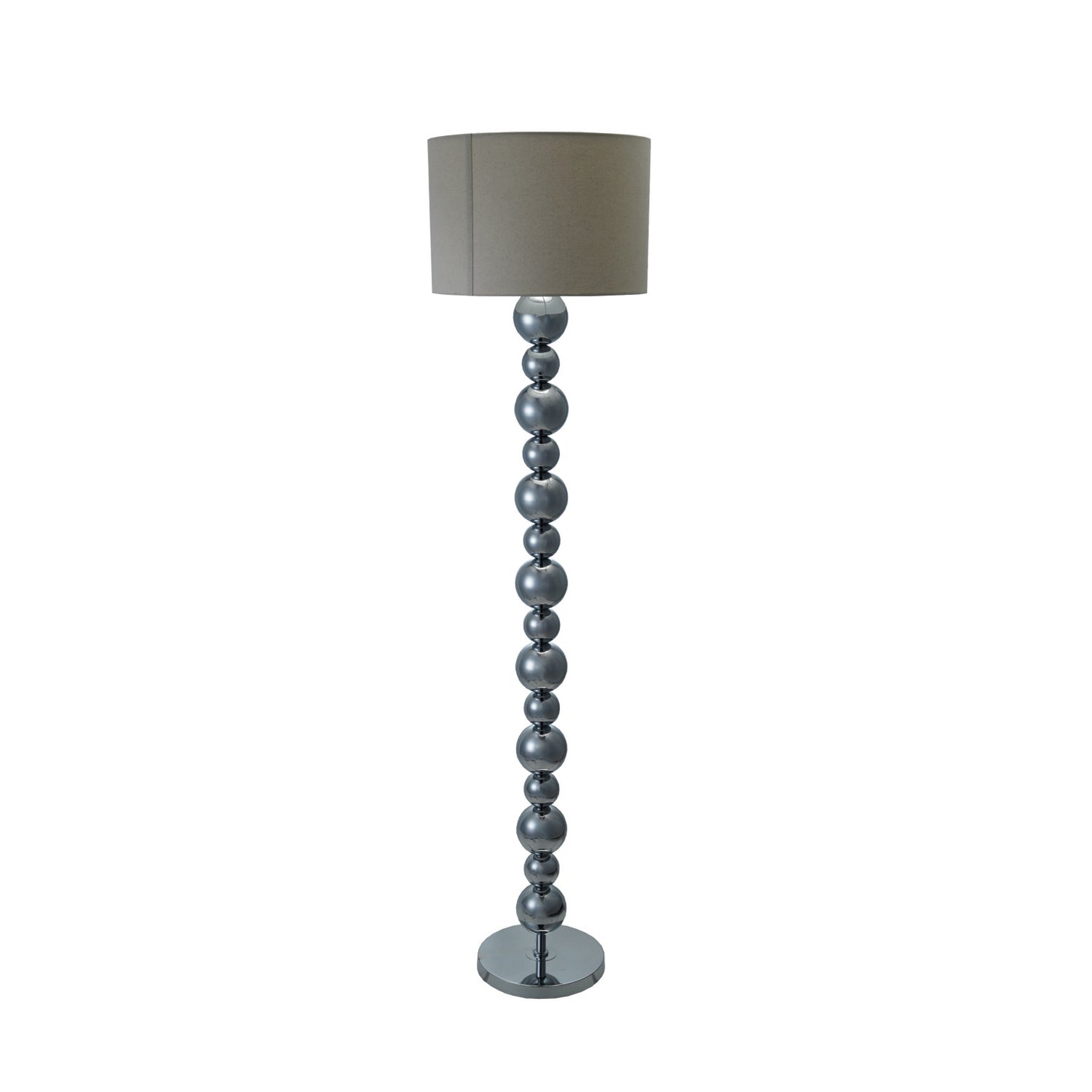 Metal Stacked Ball Floor Lamp with Linen Shade & Inline Switch, KD