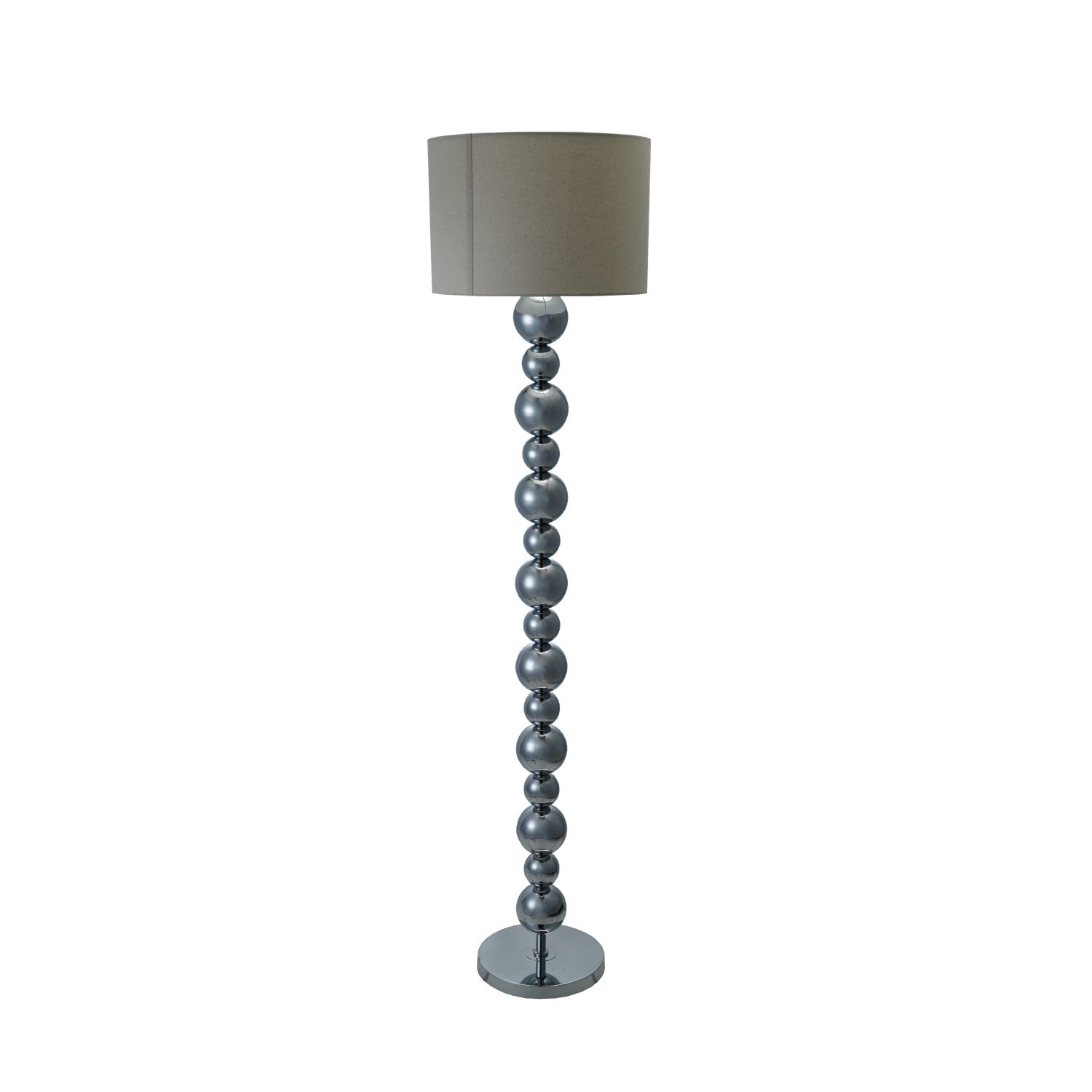 Metal Stacked Ball Floor Lamp with Linen Shade & Inline Switch, KD