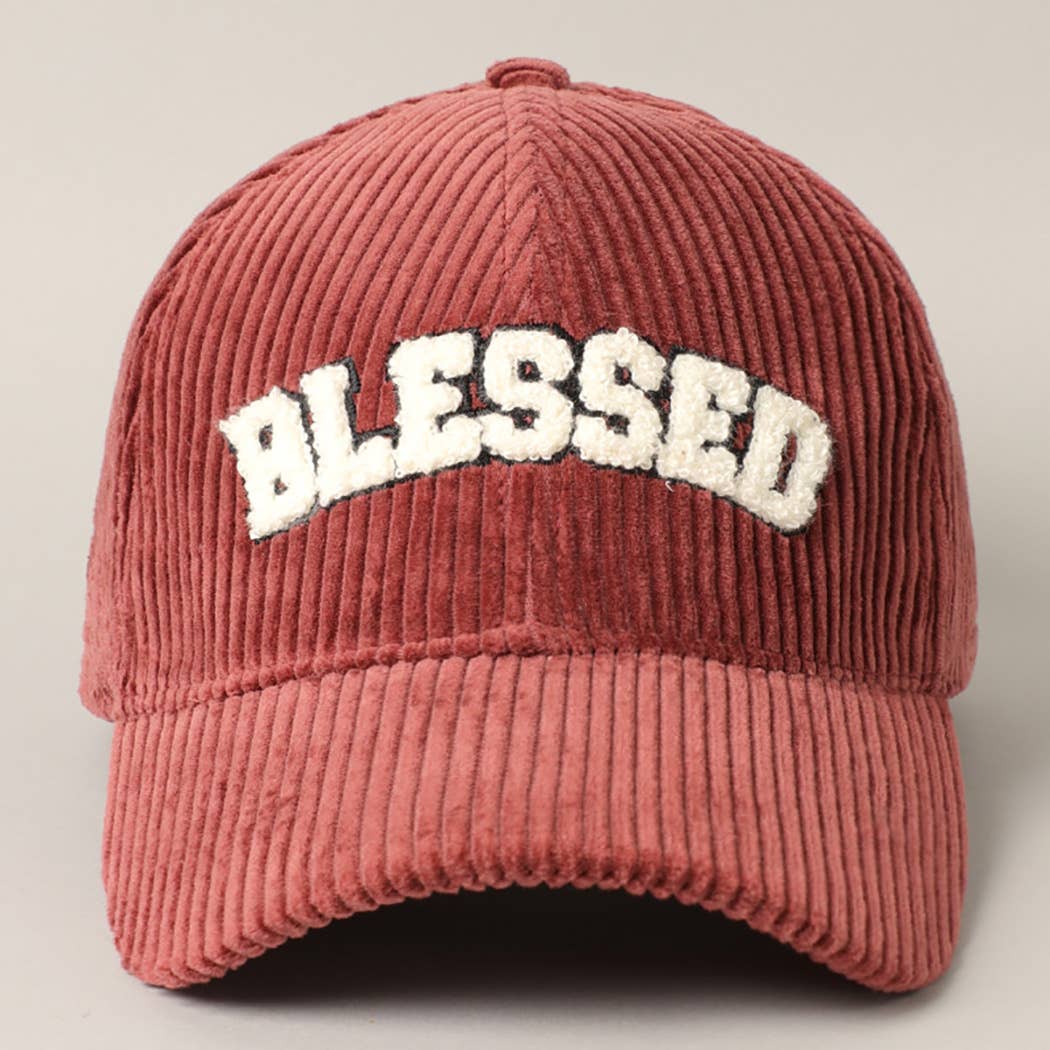 BLESSED Embroidered Corduroy Baseball Cap