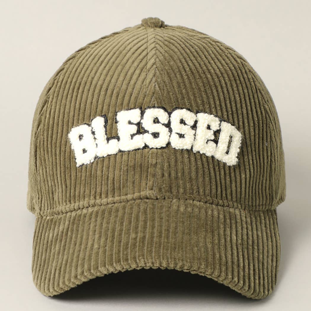 BLESSED Embroidered Corduroy Baseball Cap