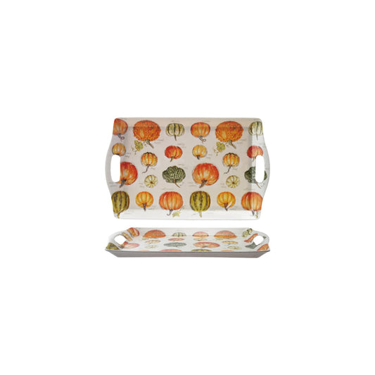 17-1/2"L x 10-3/4"W Bamboo Fiber Tray with Pumpkins & Handles ©