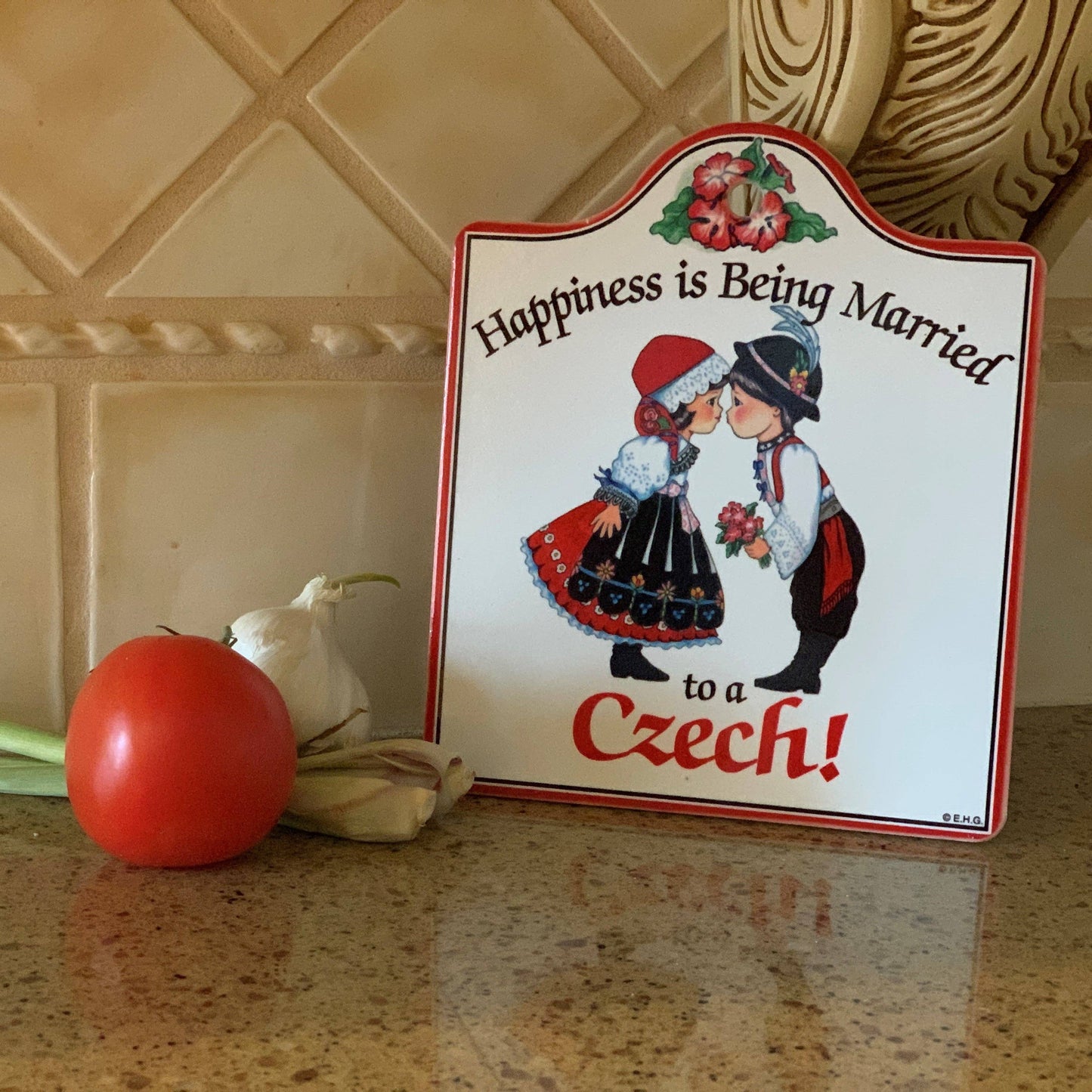 Czech Ceramic Cheeseboard With Cork Backing
