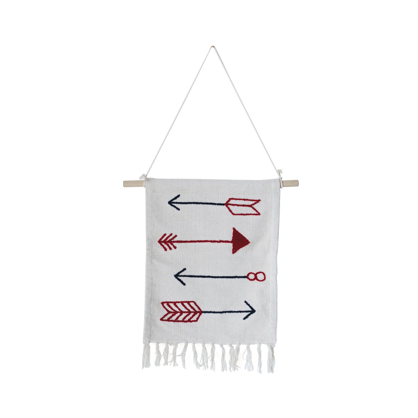 Cotton Wall Hanging with Arrows and Fringe