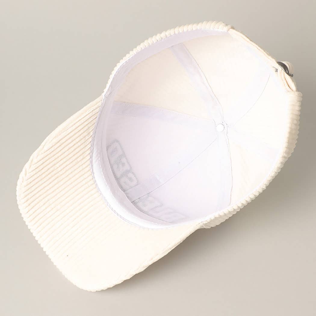 BLESSED Embroidered Corduroy Baseball Cap