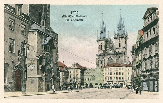 Greeting Card Teinkirche and City Hall, Prague, Czech