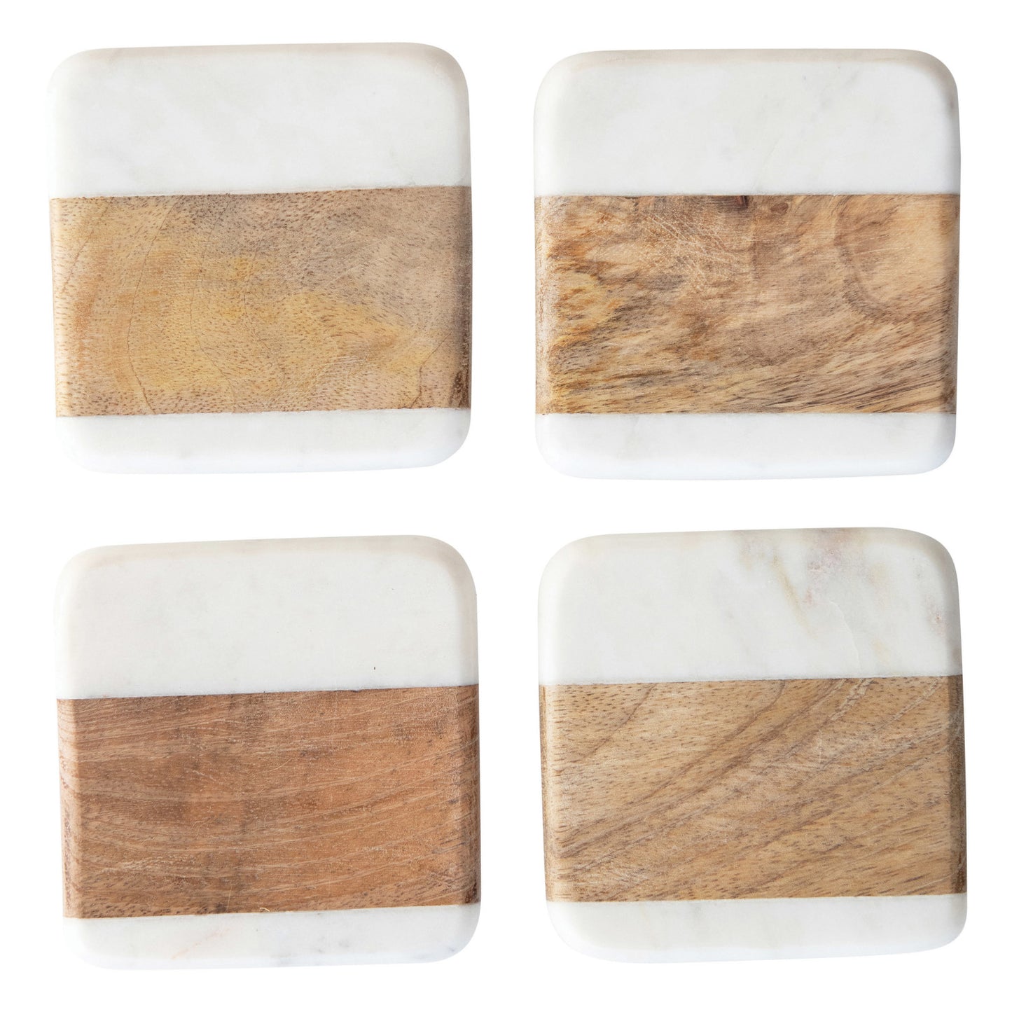 Marble and Acacia Wood Coasters