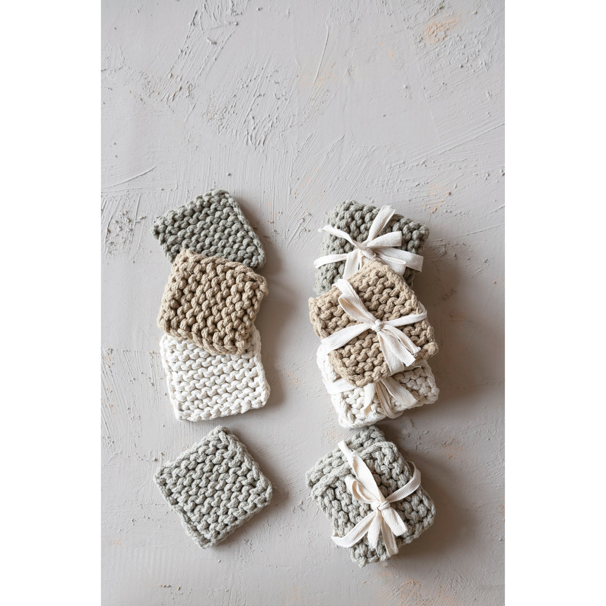 Cotton Crocheted Coasters, Set of 4