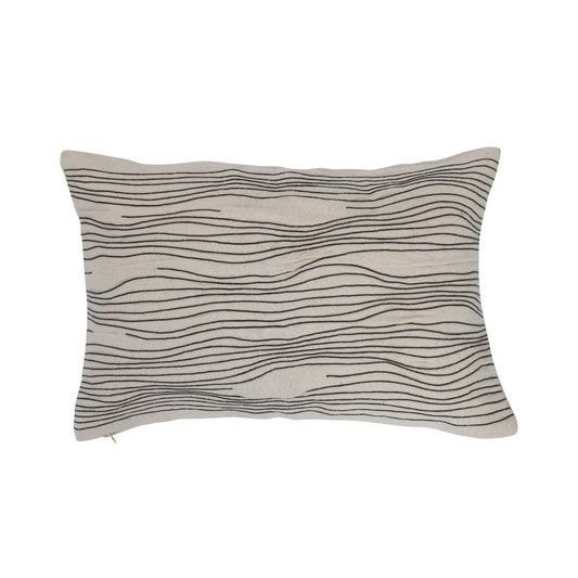Lumbar Pillow w/ Embroidered Lines