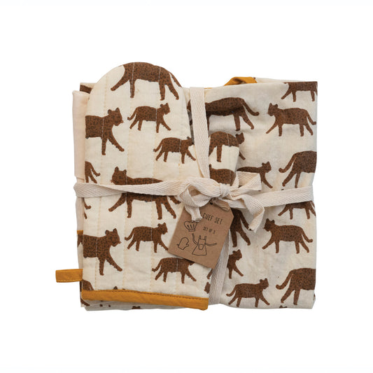Cotton Child Apron with Jaguars