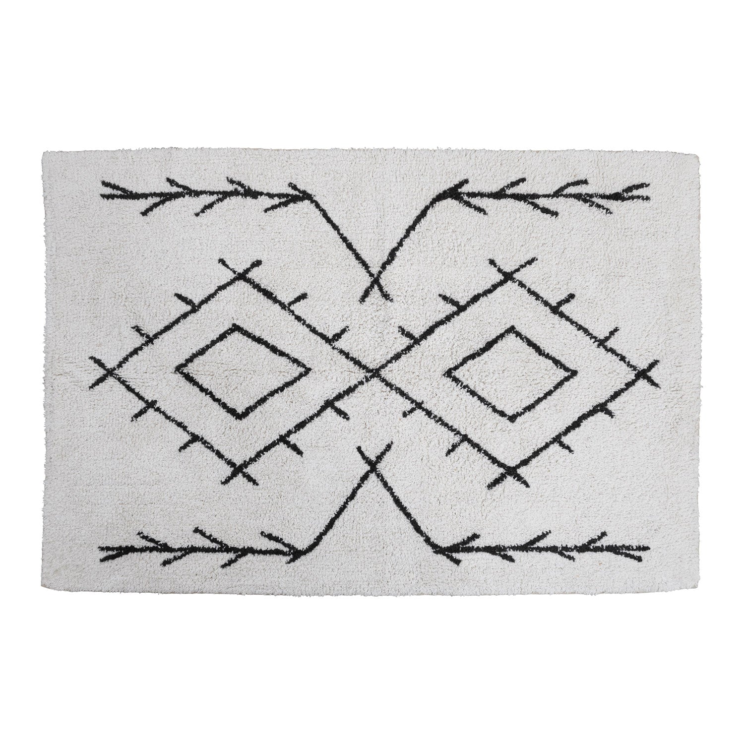 Cotton Tufted Rug with Diamond Pattern