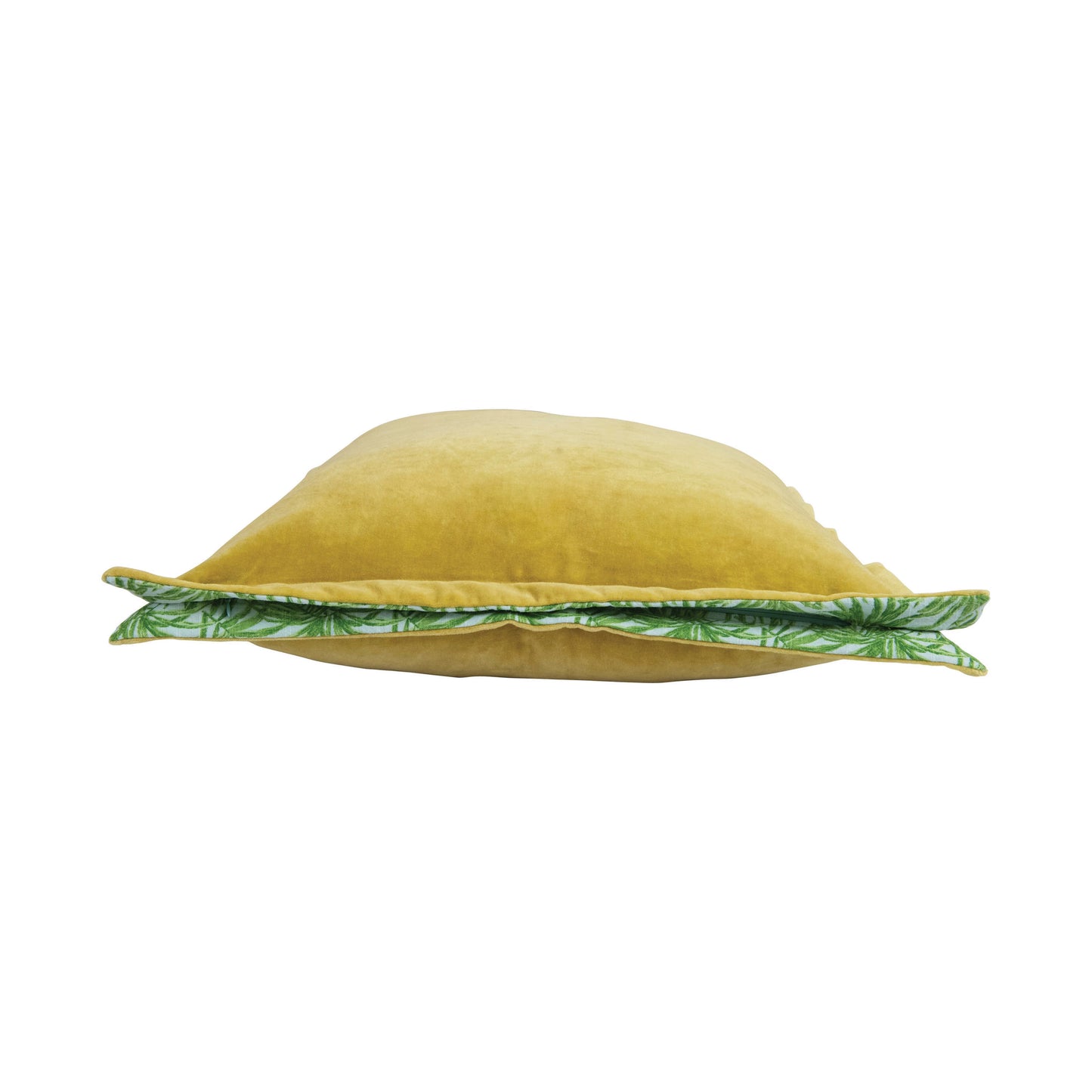 Cotton Velvet Pillow with Palm Print Gusset
