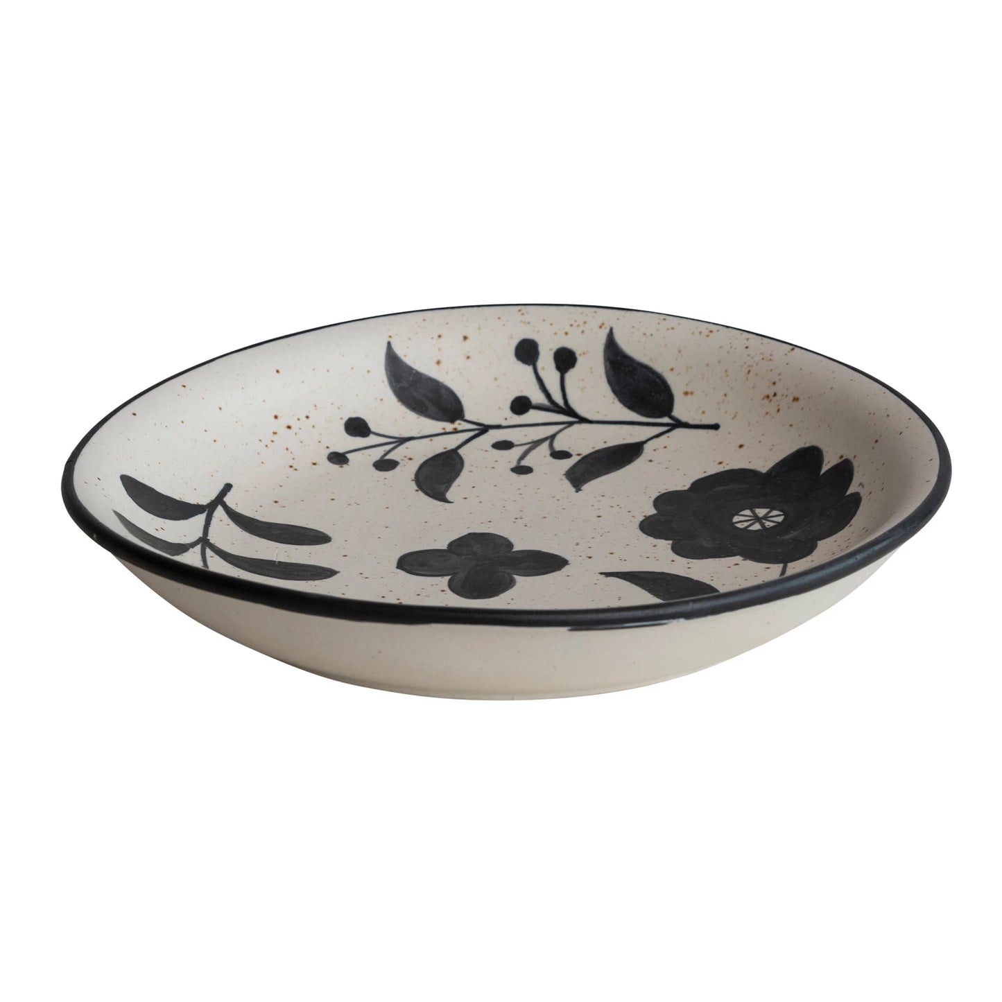 Hand-Painted Stoneware Bowl w/ Floral Design