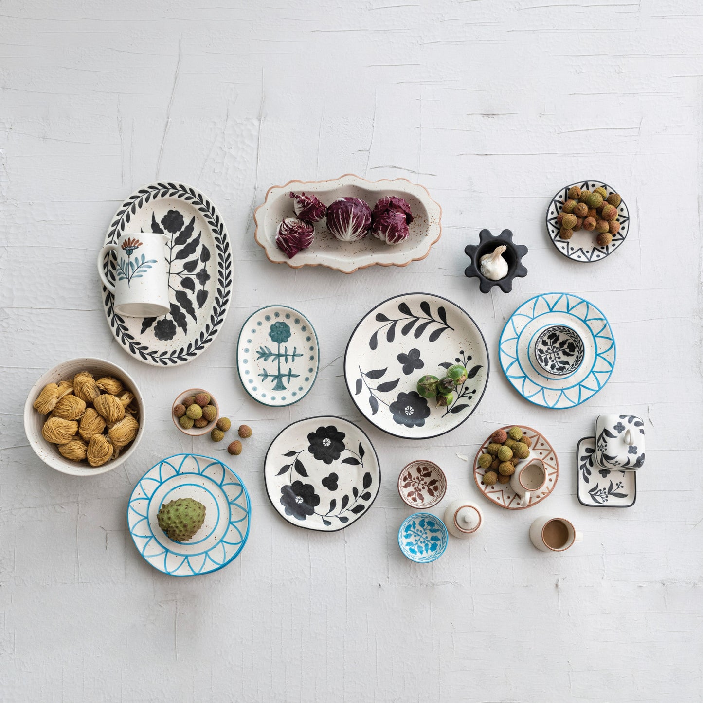 Hand-Painted Stoneware Butter Dish