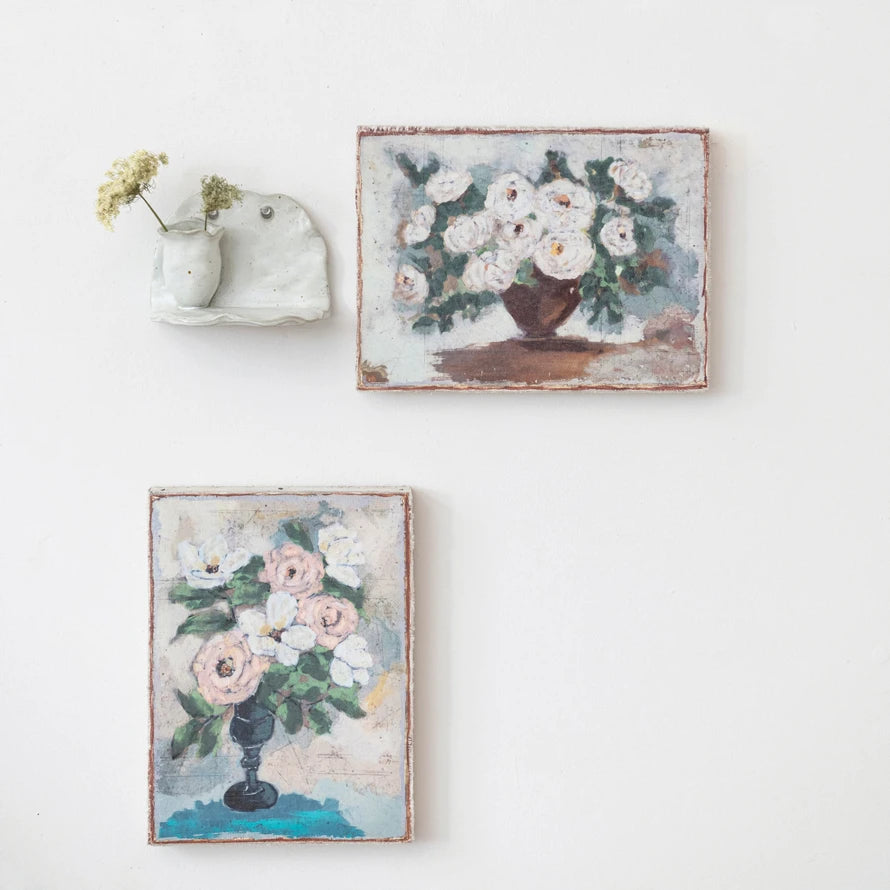 Canvas Wall Decor w/ Flowers in Vase