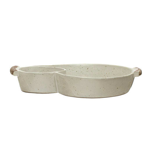 Stoneware Chip and Dip Dish