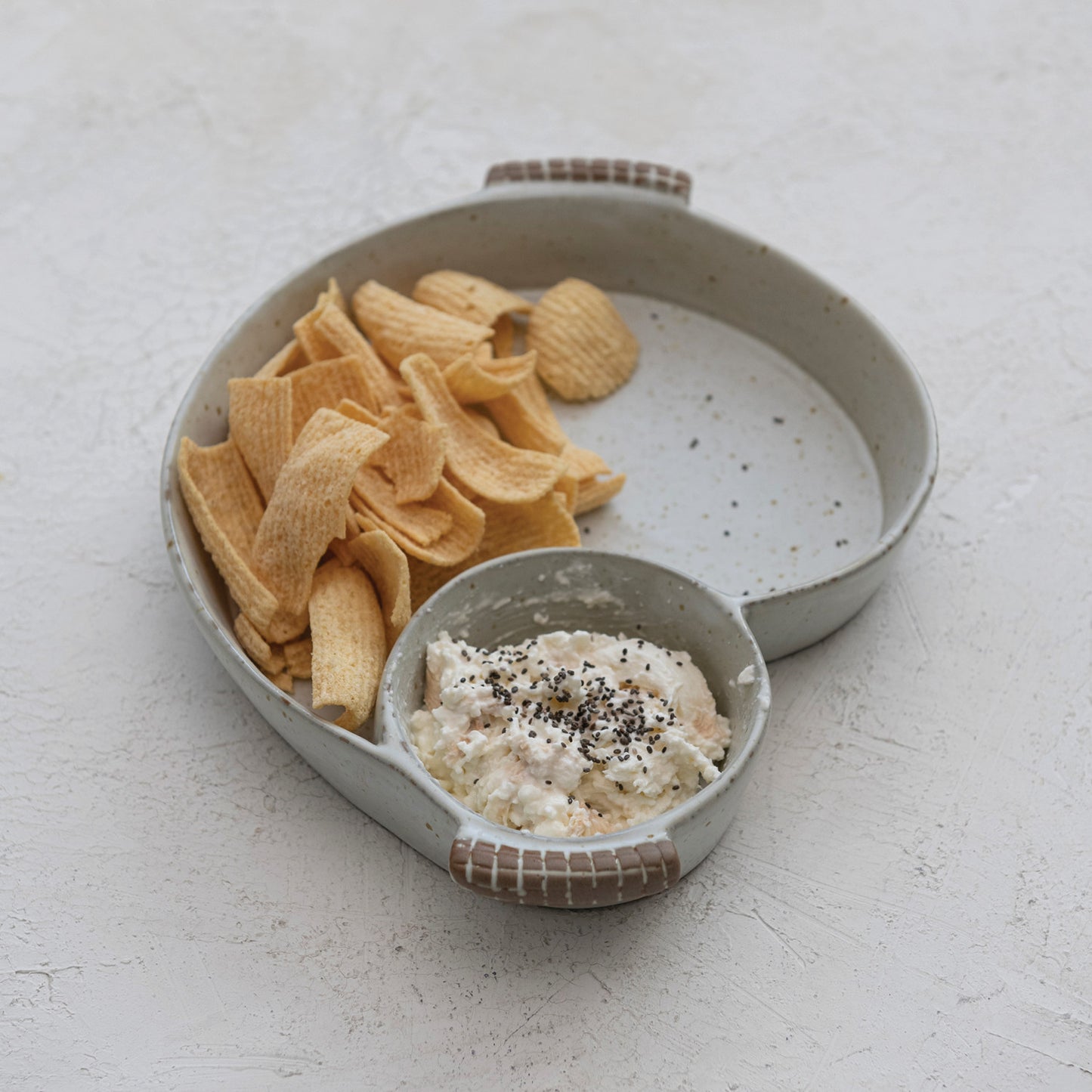 Stoneware Chip and Dip Dish
