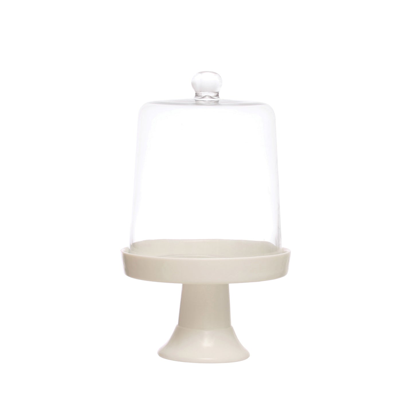 Glass Pedestal w/ Cloche, White, Set of 2