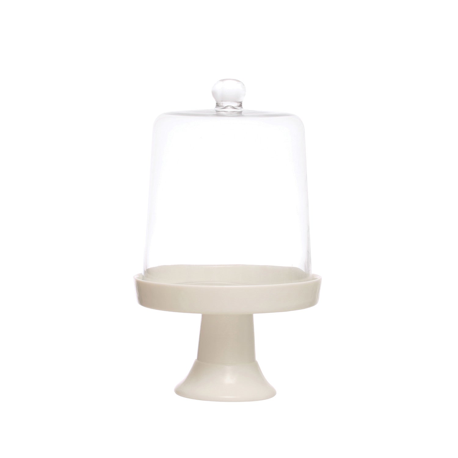 Glass Pedestal w/ Cloche, White, Set of 2