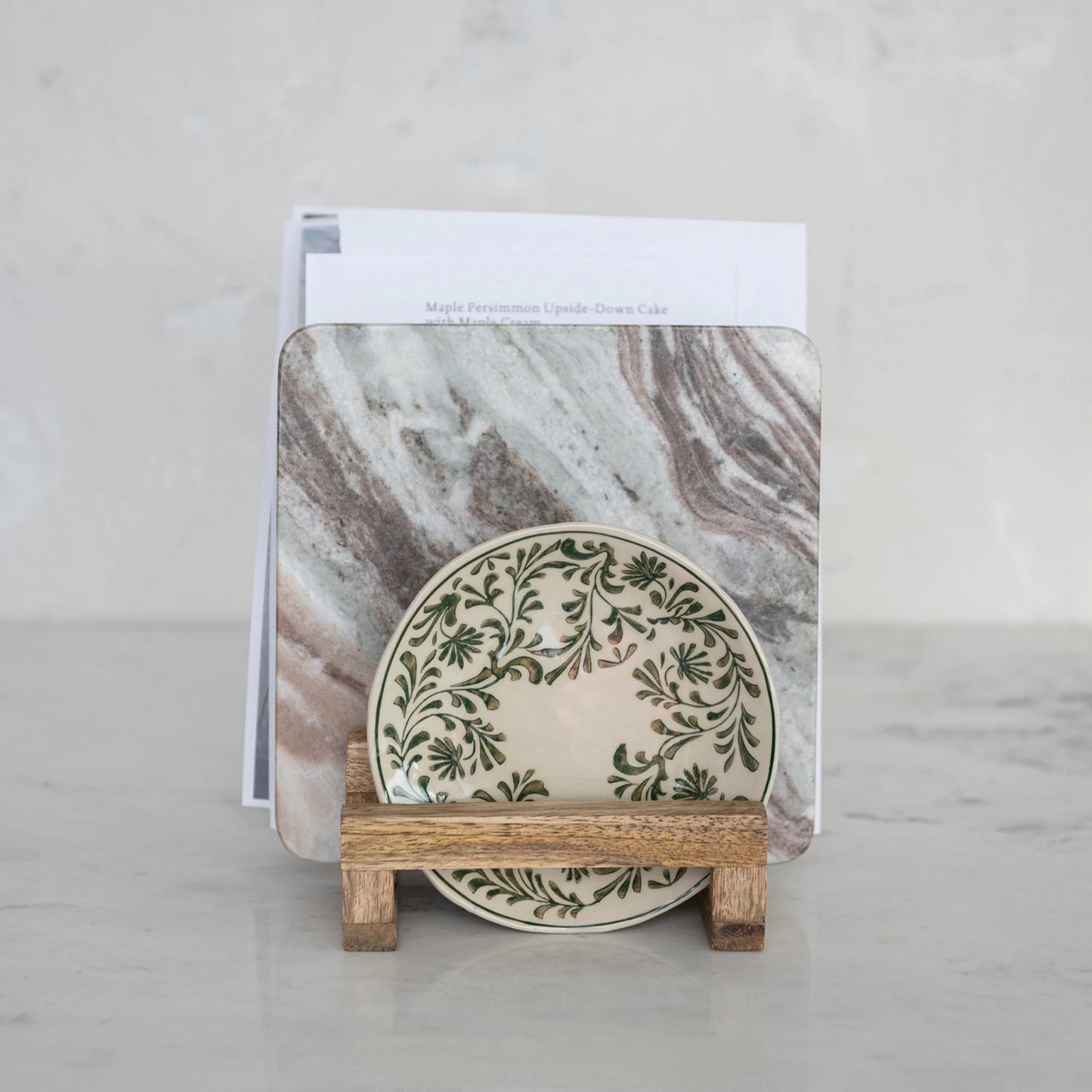 Mango Wood Stand For Cutting Boards w/ 3 Sections