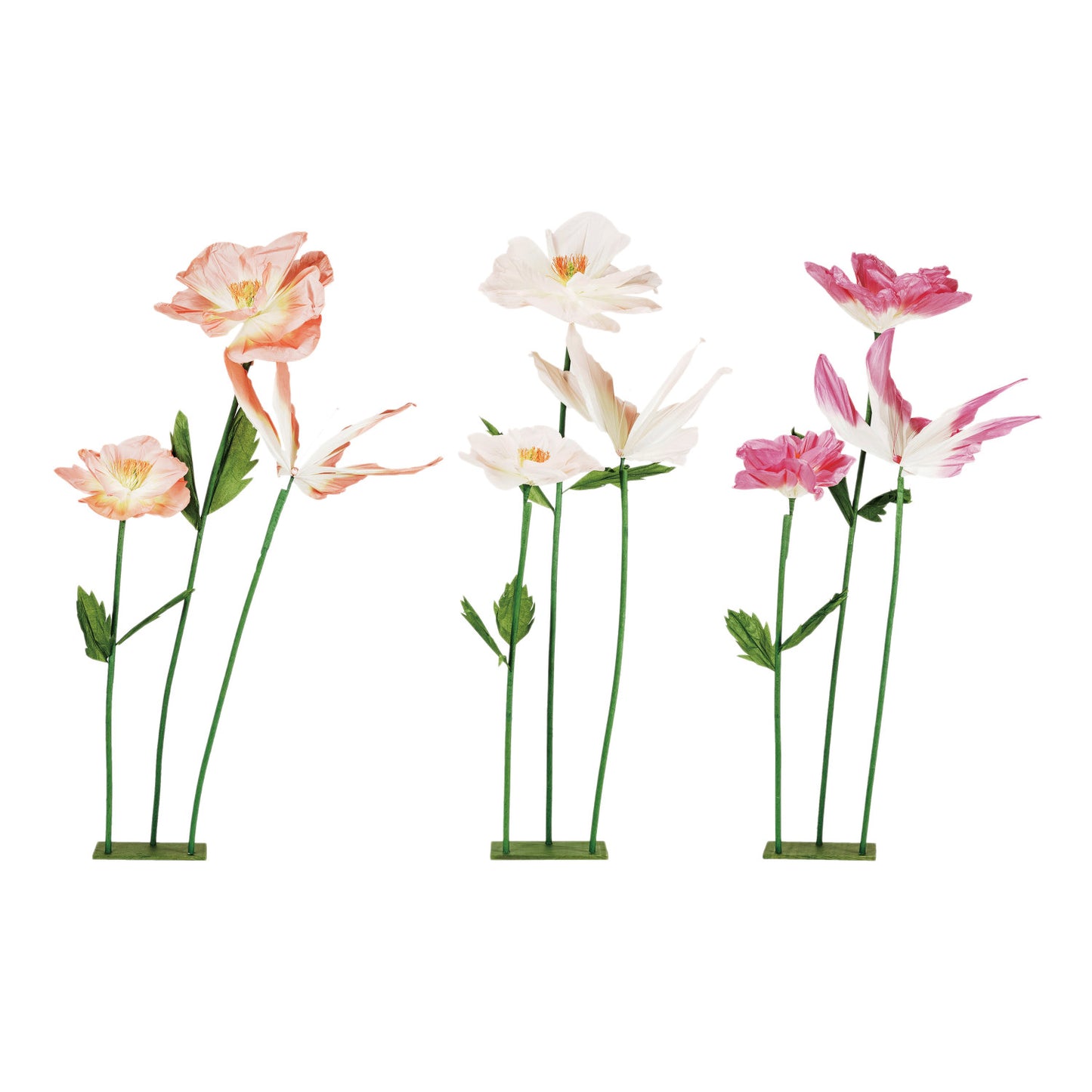 Paper Flowers w/ Stand, 3 Colors