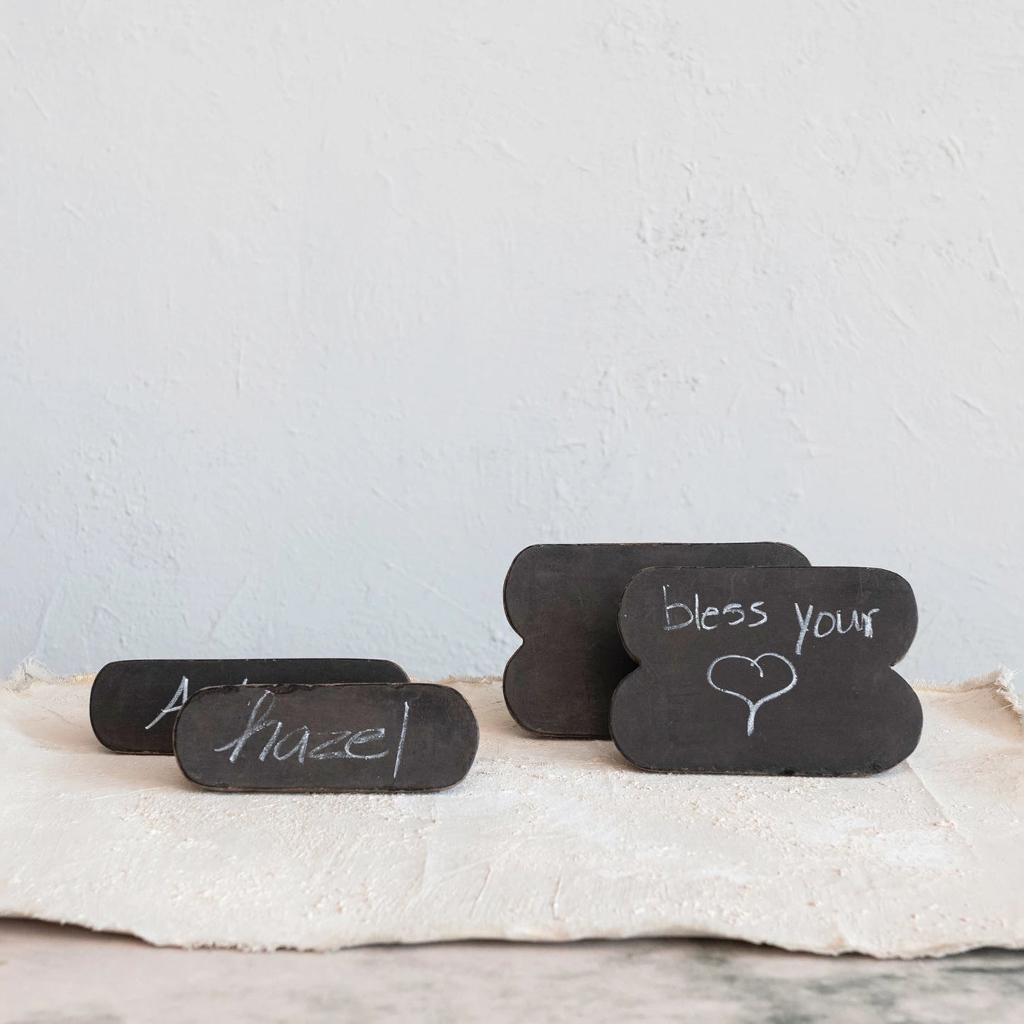 Found Wood Standing Sign, Black Chalkboard Finish