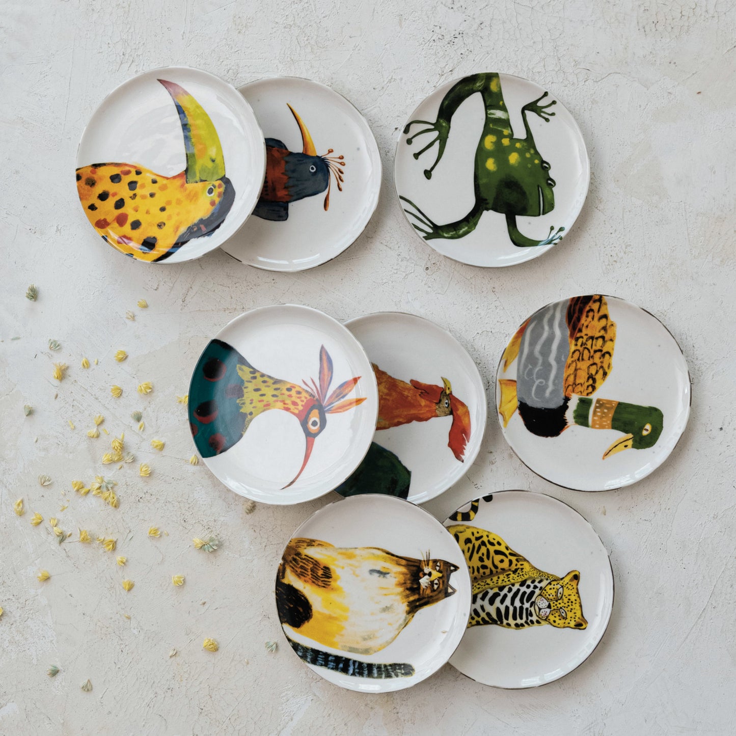 Stoneware Plate with Animals