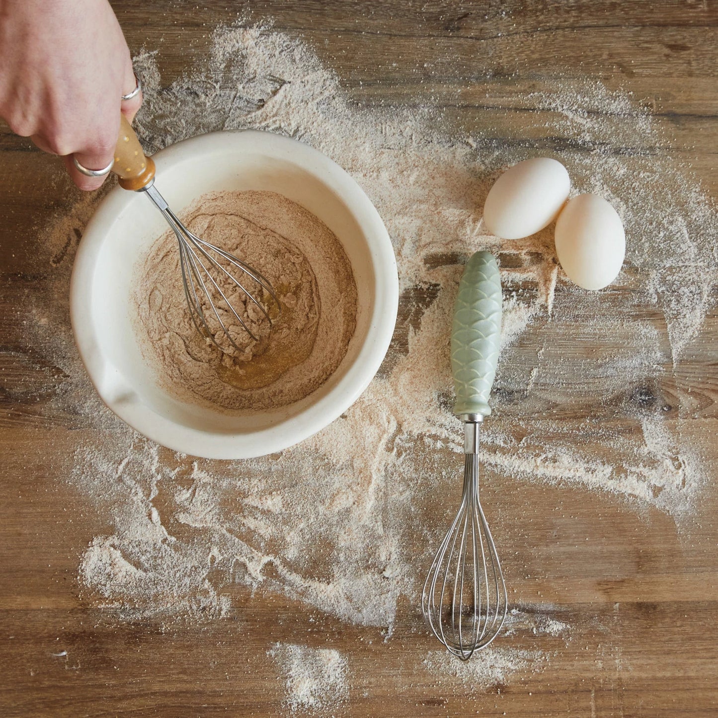 Stainless Steel Whisk w/ Embossed Stoneware Handle