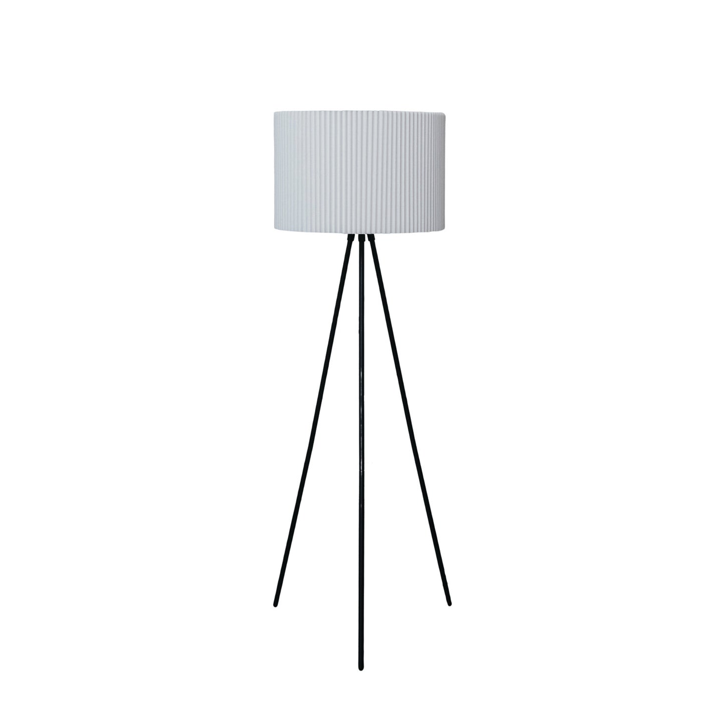 Metal Tripod Floor Lamp w/ Pleated Jute Shade