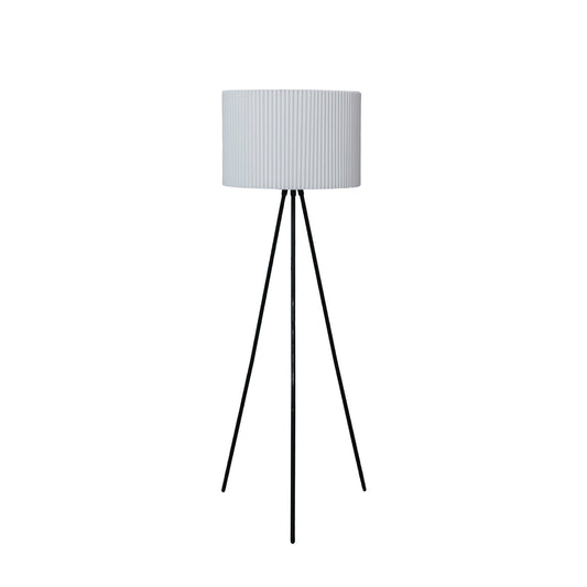 Metal Tripod Floor Lamp w/ Pleated Jute Shade