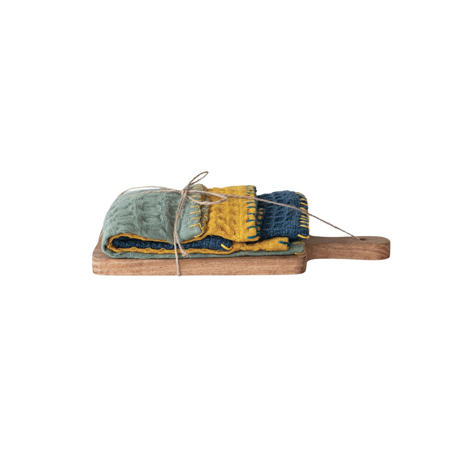 Cotton Waffle Weave Dish Cloths w/ Cheese/Cutting Board