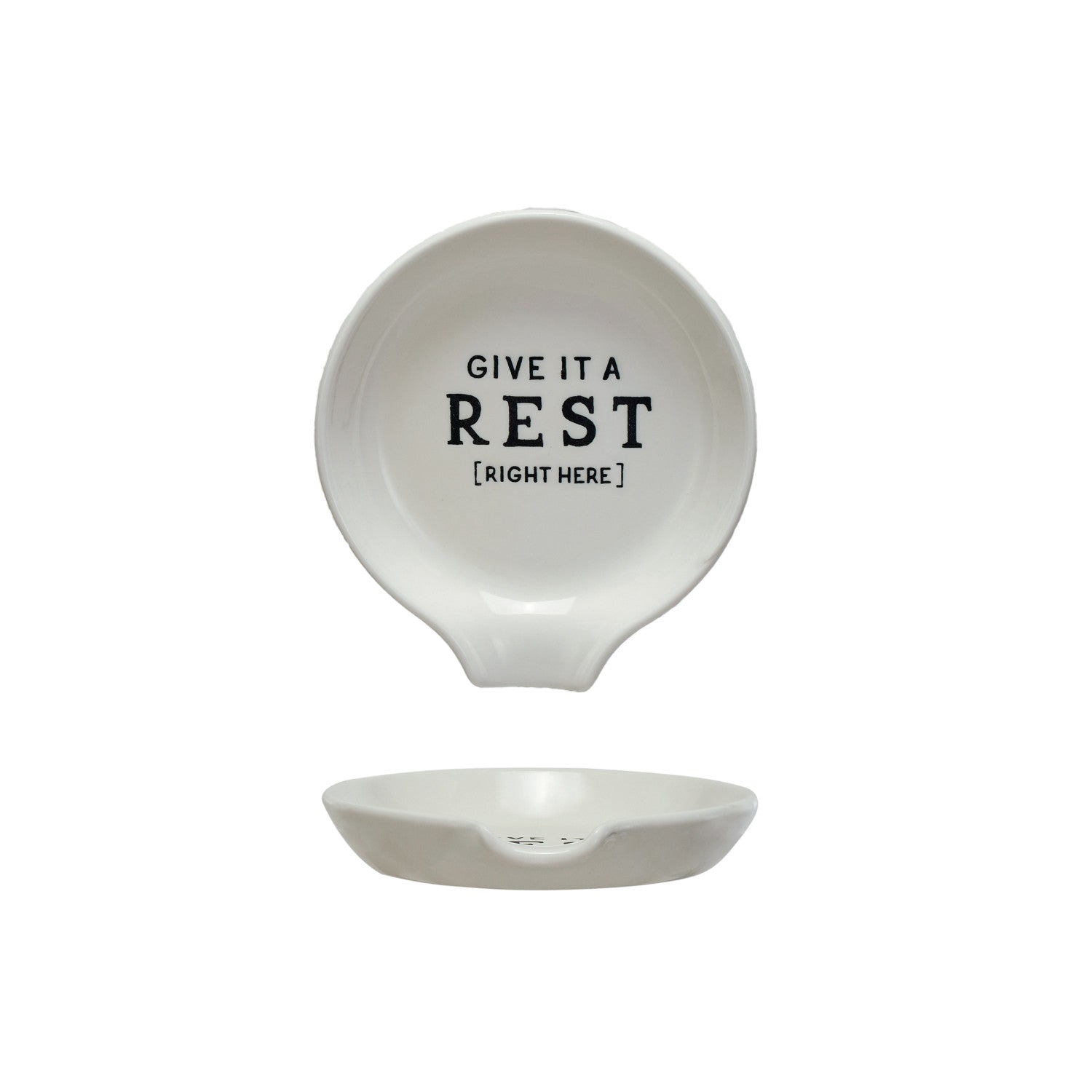 Stoneware Spoon Rest w/ Wax Relief Saying ©