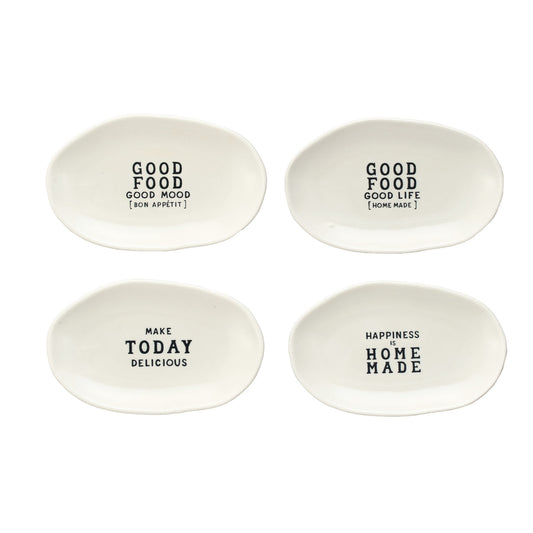 Stoneware Dish w/ Wax Relief Saying, 4 Styles ©