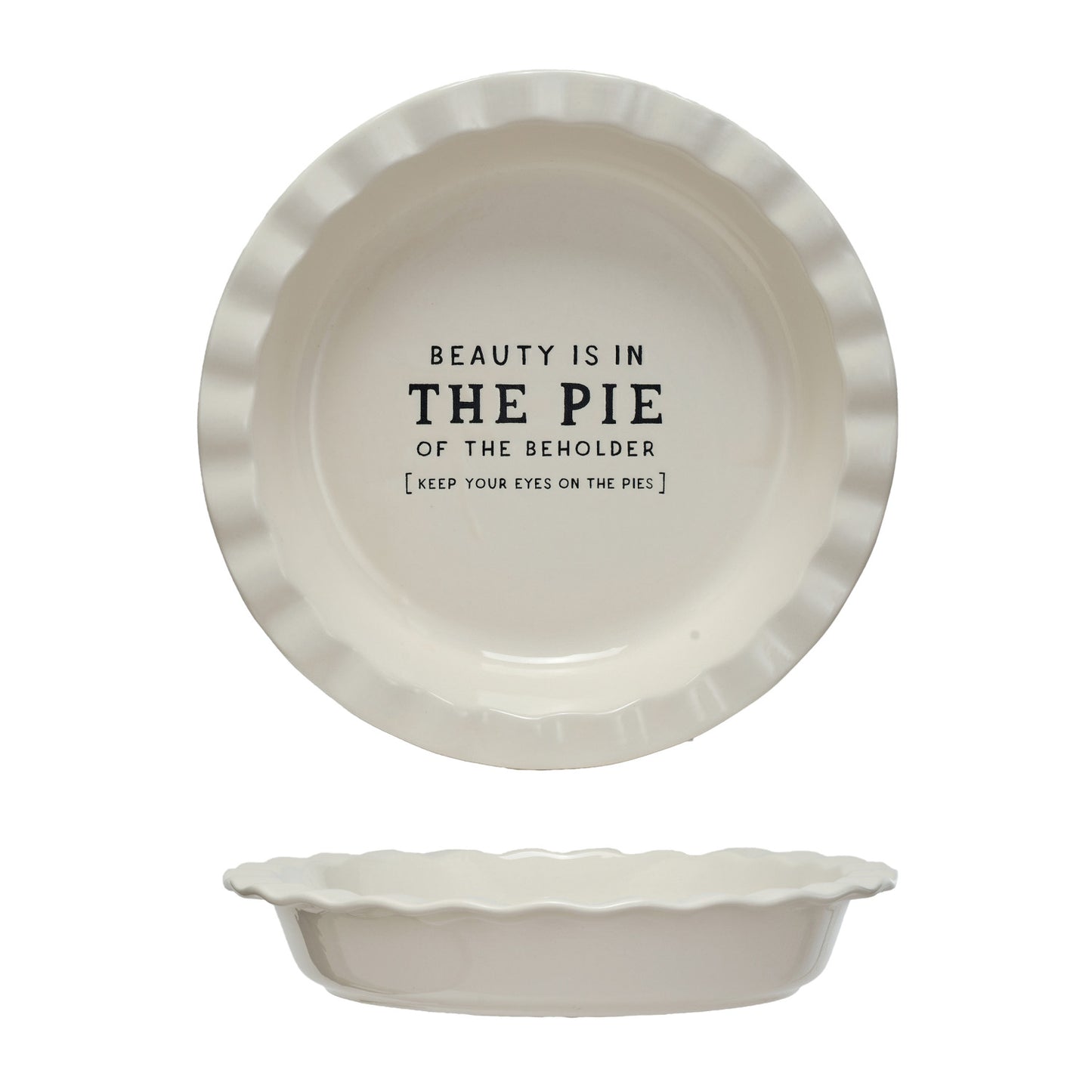 Stoneware Pie Dish w/ Wax Relief Saying ©