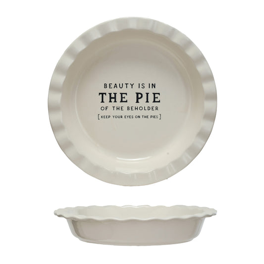 Stoneware Pie Dish w/ Wax Relief Saying ©