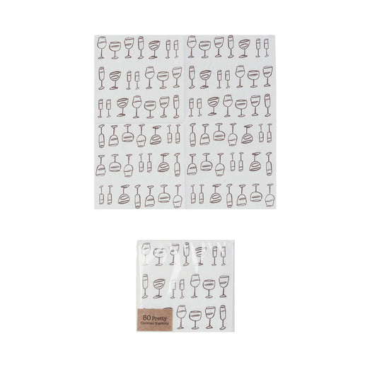 Paper Cocktail Napkins w/ Wine Art (Contains 50 Folded Pieces)