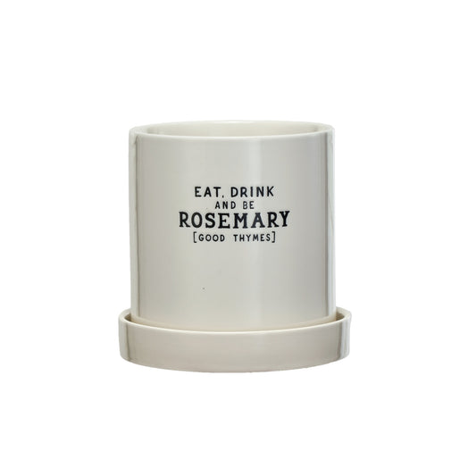 Stoneware Planter w/ Saying