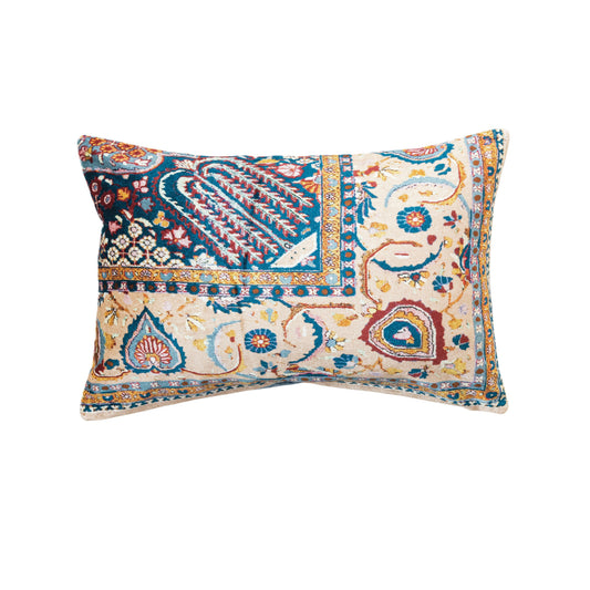 20"L x 14"H Cotton Blend Velvet Printed Lumbar Pillow