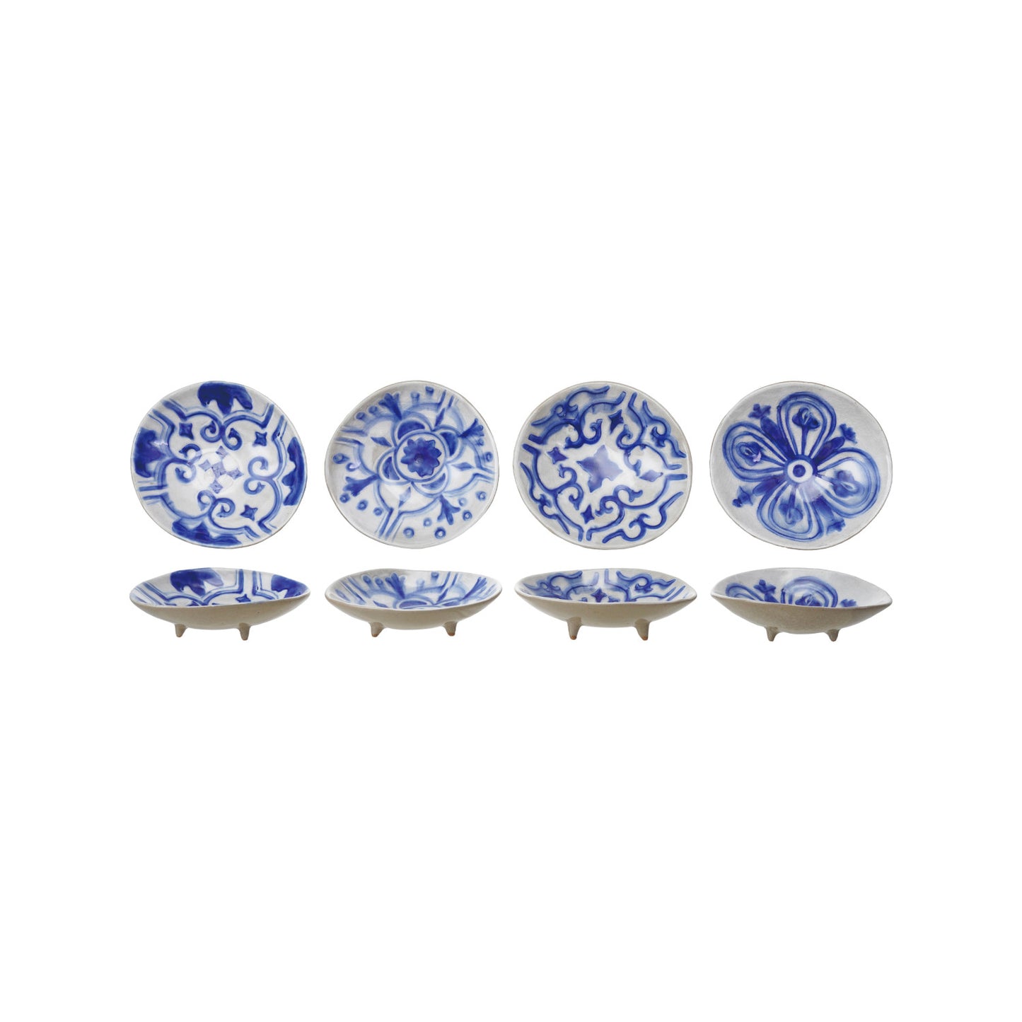 Hand-Painted Stoneware Footed Dish